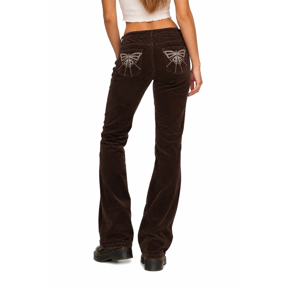 Milly Jeans USA Brown Corduroy Butterfly Flare Pants 11/12 Vintage Y2K